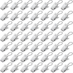 50 Pi&egrave;ces Pinces &agrave; Rideaux en M&eacute;tal, Clips de Rideaux Acier Inoxydable, Pince Rideaux Decoration Crochets de Suspension, pour Chambre &agrave; Coucher,