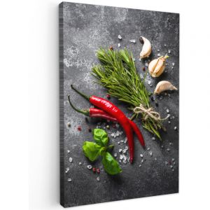TABLEAU SUR TOILE Poivre - Herbes - &Eacute;pices - B&eacute;ton Impression sur Toile 20x30 cm