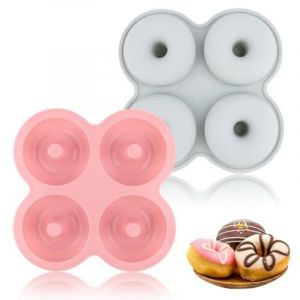 [JAMAIS UTILIS&Eacute;]2 Pi&egrave;ces Moule Donuts, 4 Cavit&eacute;s Moule Antiadh&eacute;sif Cake Factory, R&eacute;sistance &agrave; la Chaleur et Silicone Moule &agrave; Beignets, Moule a Donuts