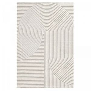 Dezenco - Tapis salon et chambre 160x230 cr&egrave;me rectangle tiss&eacute; motif simple LYN9 cernan