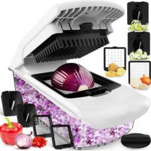 Trancheuse manuelle,Coupe Legumes Multifonctions - Spiraliseur et Decoupe Legumes Manuel - Coupe Legume Cube Oignon Carotte Concombre Tomates Fruits