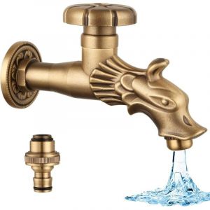 Antique Robinet de Jardin Style Renaissance 1/2" Robinet Gargouille en Laiton pour Fontaine Design t&ecirc;te de Dragon Et machine &agrave; laver 1