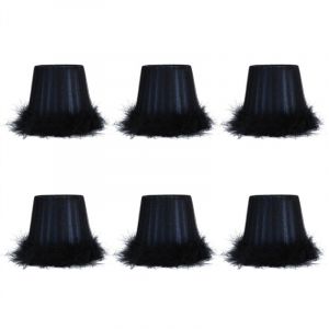 Jeffergarden Lot de 6 abat-jour en tissu &agrave; plumes bleu pour lustre d'h&ocirc;tel ou applique murale, avec housse de protection.