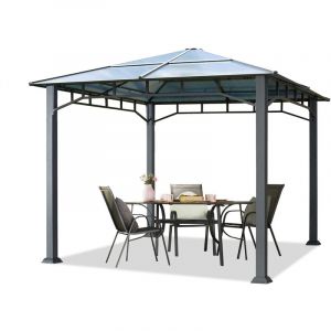 Toolport - Tonnelle de Jardin 3x3 m Structure en Aluminium Toit Polycarbonate épaisseur env. 8 mm pavillon de Jardin Rideaux Non Inclus