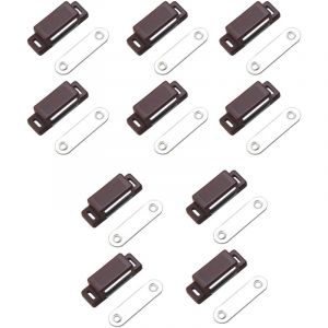 Loqueteau magn&eacute;tique puissant &ndash; force de maintien 4kg &ndash; lot de 10 - brun &ndash; aimant porte &ndash; loqueteau aimant &ndash; aimant placard &ndash; aimant porte de placard