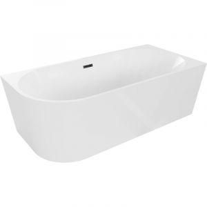 Mexen - Baignoire Mia angulaire droite 180 x 80 cm, blanche, &eacute;vacuation noire - 52691808000P-70