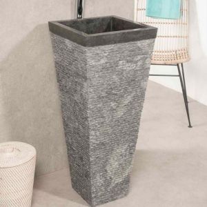 Wanda Collection - Vasque salle de bain sur pied en pierre pyramide Havana noir
