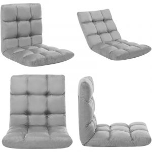 Vidaxl - Chaise pliable de sol Gris clair Microfibre - Chaise Pliante - Chaise Longue - Fauteuil De Plage - Mobilier De Jardin - Relax - Home & Living