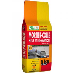 Mortier-Colle Gris C2 5kg - Haute Performance, Adhérence Renforcée - Pose de Carrelage, Faïence et Grès Cérame - Murs et Sols Intérieurs/Extérieurs