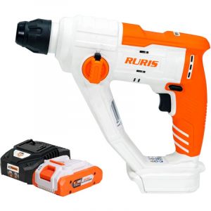 RURIS Marteau perforateur sans fil RMX1210 Mandrin SDS Plus, Per&ccedil;age & Percussion, Vitesse variable, LED, Forets 8/10/12 mm - Batterie 20V 4Ah +