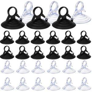 60 Pi&egrave;ces Ventouse pare Soleil, 45mm Ventouse Sans Crochets Ventouse, PVC Ventouses Mini Ventouse Transparente et Noire Ventouse, Ventouse pour Vitre