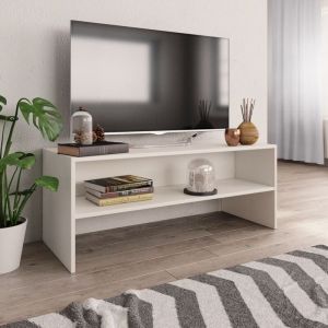 Maison Chic - Meuble TV-Banc TV-Meuble Télé Blanc 100x40x40 cm Bois d'ingénierie 646988