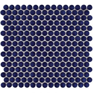 Mosa&iuml;que de gr&egrave;s c&eacute;rame VENICE PENNYROUND - Bleu fonc&eacute; - bo&icirc;te de 0.93 m2