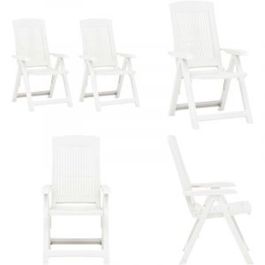 Vidaxl - Chaises inclinables de jardin lot de 2 Plastique Blanc - Chaise De Jardin - Chaise Pliante - Mobilier De Jardin - Fauteuil De Jardin