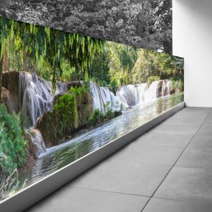 Brise vue Trompe l'oeil - 110x357 cm - Cascades - Recto Imprimé / Verso BlancBâche Pleine - 100% d'occultation