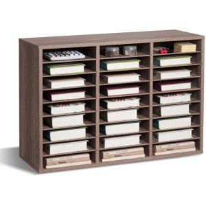 VEVOR Organiseur de litterature, 27 compartiments, boite aux lettres de bureau en bois, panneau de particules, avec etageres amovibles, trieur de