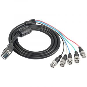 VGA &agrave; BNC c&acirc;ble vid&eacute;o, HD15 VGA &agrave; 5 BNC RGB m&acirc;le coaxial haute r&eacute;solution HDTV moniteur c&acirc;ble (noir) - 1.5M