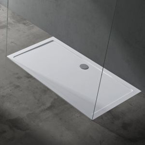 doporro Bac &agrave; Douche Antiglisse Receveur de Douche Rectangulaire Blanc Acrylique Faro2 90x160x4cm + Bonde AL01