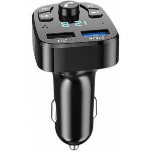 Transmetteur FM Bluetooth,Lecteur MP3 de Voiture Bluetooth Transmetteur FM sans Fil Audio Musique Stéréo,Chargeur de Voiture,2 USB Port,Appel Mains