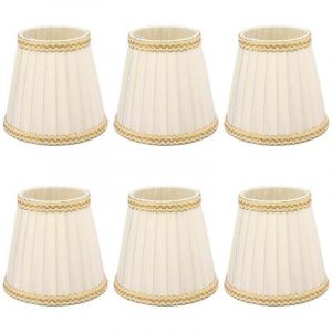Abat-jour, 6 Pi&egrave;ces Petit Abat-jour Clip sur Tambour Abat-jour Tissu pour Lustre Bougie Ampoules Accessoires D'&eacute;clairage E14, Pinces