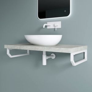 Doporro - 2 Pi&egrave;ces &Eacute;querre de Fixation Blanc Plan de Toilette &Eacute;tag&egrave;re Tablette Murale Porte-Serviette en Acier Inoxydable 48x2,5x15cm WH03