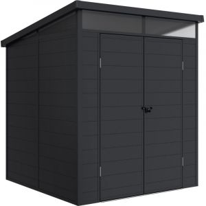 Abri R&eacute;sine Terra 3,65m&sup2; - 181x143x204cm - Abri de jardin ext&eacute;rieur - Porte avec charni&egrave;res - Tragaluz pour lumi&egrave;re naturelle - R&eacute;sistant - Rangement