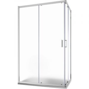 Paroi de douche coulissante 80x100 cm Aluminium Chrom&eacute; Verre 6 mm moul&eacute; h185 - R&eacute;versible Mod. Tonga