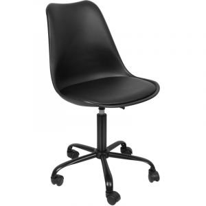 lot de 1 Chaise de Bureau tulipe pivotant Tabouret de Travail Fauteuil de Bureau Ergonomique Hauteur R&eacute;glable avec capitonn&eacute; Cuir PU Charge 120