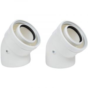 Coude ventouse diam&egrave;tre 60/100 de 45 degr&eacute;s - 2 pi&egrave;ces - ATLANTIC - 074294