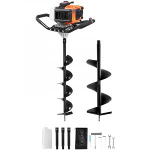 VEVOR Tariere a Essence, 52 CC, Tariere Thermique de Plantation 1450 W avec Forets 150 mm et 250 mm, 3 Tiges deExtension, Tariere Spirale pour