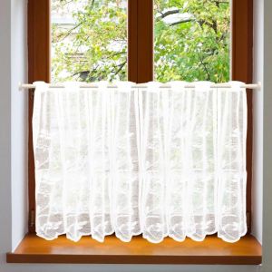 Rideaux de la Cuisine Moderne,Rideau Court Blancs avec Motifs D&eacute;licats de Papillons et de Jacquard Floral,Rideaux Transparants,Rideau D&eacute;corant Le