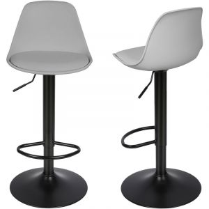 Lot de 2 Chaises de Bar Moderne Design, Assise Rembourrée en Faux Cuir Tabouret Bar, avec Dossier, Réglable en Hauteur Rotatif à 360°, pour Cuisine