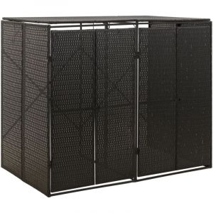 Maison Chic - Abri pour poubelle Cache-poubelle double Noir 140x80x117 cm R&eacute;sine tress&eacute;e 31877