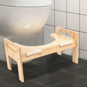 Senderpick - Tabouret de toilette en bois - Repose-pieds avec hauteur réglable - En bambou - Antidérapant - Pour la prévention des hémorroïdes et de