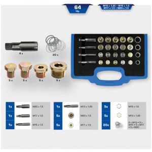 Brilliant Tools - Kit de réparation de filetage de bouchon de vidange d'huile, 64 pcs