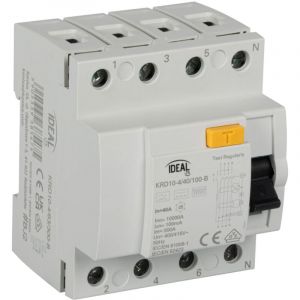 Disjoncteur différentiel 4P – 40A 100mA – Type b – Rail TH35 – IP20 – Kanlux