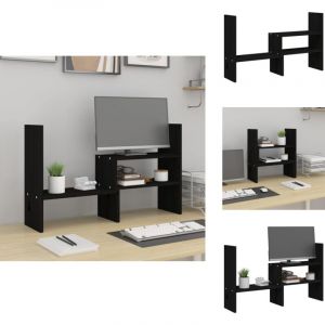 Support pour moniteur Noir (39-72)x17x43 cm Bois de pin solide - Support Ordinateur - Support Ecran - Support Monitor - Meuble Informatique