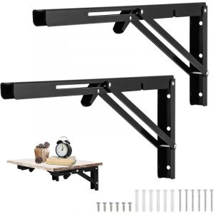 2 Pièces 350mm Equerre Rabattable Murale Noir, Support Console Pliable Equerre Équerre Pliante Charge Lourde Supports Équerre Étagère Pliante Pour