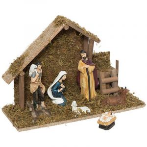 F&eacute;&eacute;ric Lights And Christmas - Cr&egrave;che de No&euml;l lumineuse 5 microLED avec 7 Santons - Feeric Christmas