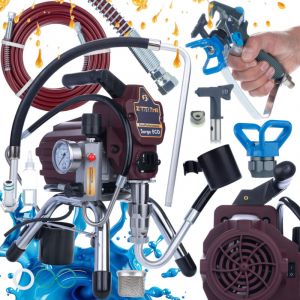 Zenthril Set Station de Peinture Airless Surge Eco &ndash; 1800W, 200 Bar, 2L/min, Buse 0,019" Technologie Hydrodynamique Pour Peintures &agrave; Eau et Solvants
