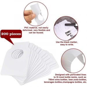 200 &Eacute;tiquettes de Bouteille de Vin, &Eacute;tiquette de Cave &agrave; Vin &Eacute;tiquettes R&eacute;utilisables Vin PVC &Eacute;tiquettes Bouteille Vin &Eacute;tiquette Vierge R&eacute;utilisable