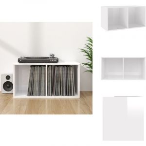 Vidaxl - Boîte de rangement de vinyles Blanc brillant 71x34x36 cm - Boîte De Rangement Vinyl - Meuble Rangement Disque Vinyle - Rangement Lp