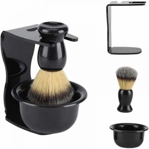 Kit de rasage 3 en 1 pour homme avec support de rasage, bol &agrave; savon, blaireau en poils de blaireau pour homme, p&egrave;re, mari, petit ami, cadeau-Fei Yu