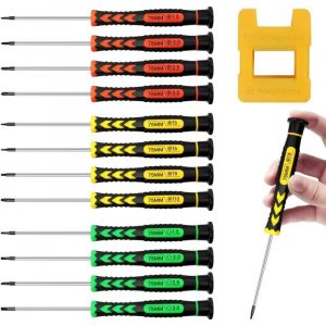 12 Pi&egrave;ces Mini Tournevis de Pr&eacute;cision, Jeu de Mini Tournevis, Tournevis Magn&eacute;tiques pour Lunettes, Tournevis Pr&eacute;cision avec Magn&eacute;tiseur, pour
