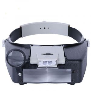 Bandeau Loupe Horloger Mains Libres Loupe avec Lumière Casque Loupe Grossissante avec led Lumière, pour Horloger, Bijoutier, Lecture - ZVD
