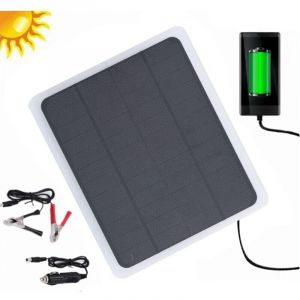 20 W 12 V Chargeur de batterie solaire de voiture, pour chargeur de panneau solaire avec adaptateur &agrave; pince crocodile pour voiture, bateau,
