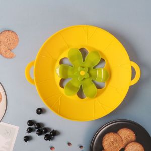 Couvercle en silicone anti-d&eacute;bordement pour casseroles, casseroles, cuisine (jaune)
