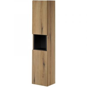 [en.casa] - Meuble colonne pour salle de bain newport 30 x 140 x 25 cm aspect chêne noir