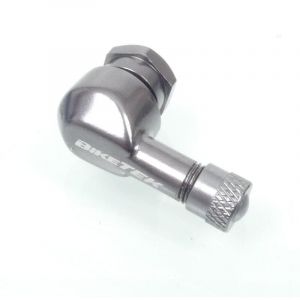 Valve alu &Oslash;11.3mm &agrave; visser coud&eacute;e 90&deg; Biketek gun metal pour moto