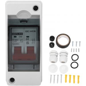 Jeffergarden DC Disjoncteur 2P 50A Miniature Isolateur Commutateur IP65 &Eacute;tanche Solaire PV Circuit Disjoncteur 1000V